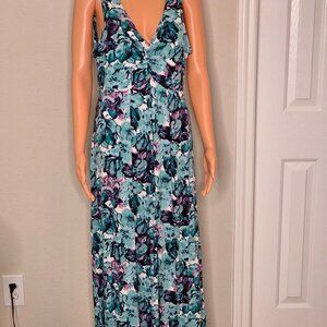 Talbots Women's Watercolored Floral Maxi Dress, Size Medium